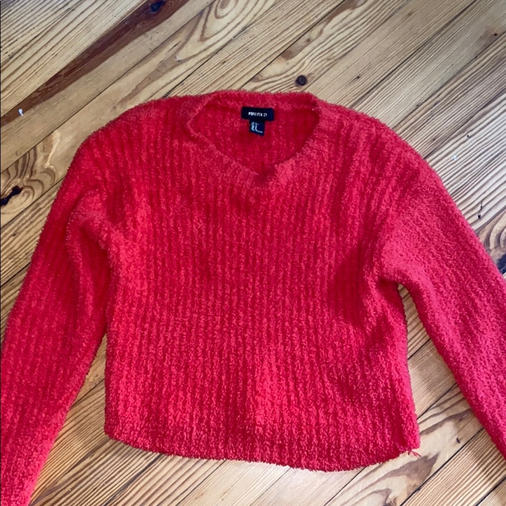 Fuzzy red sweater